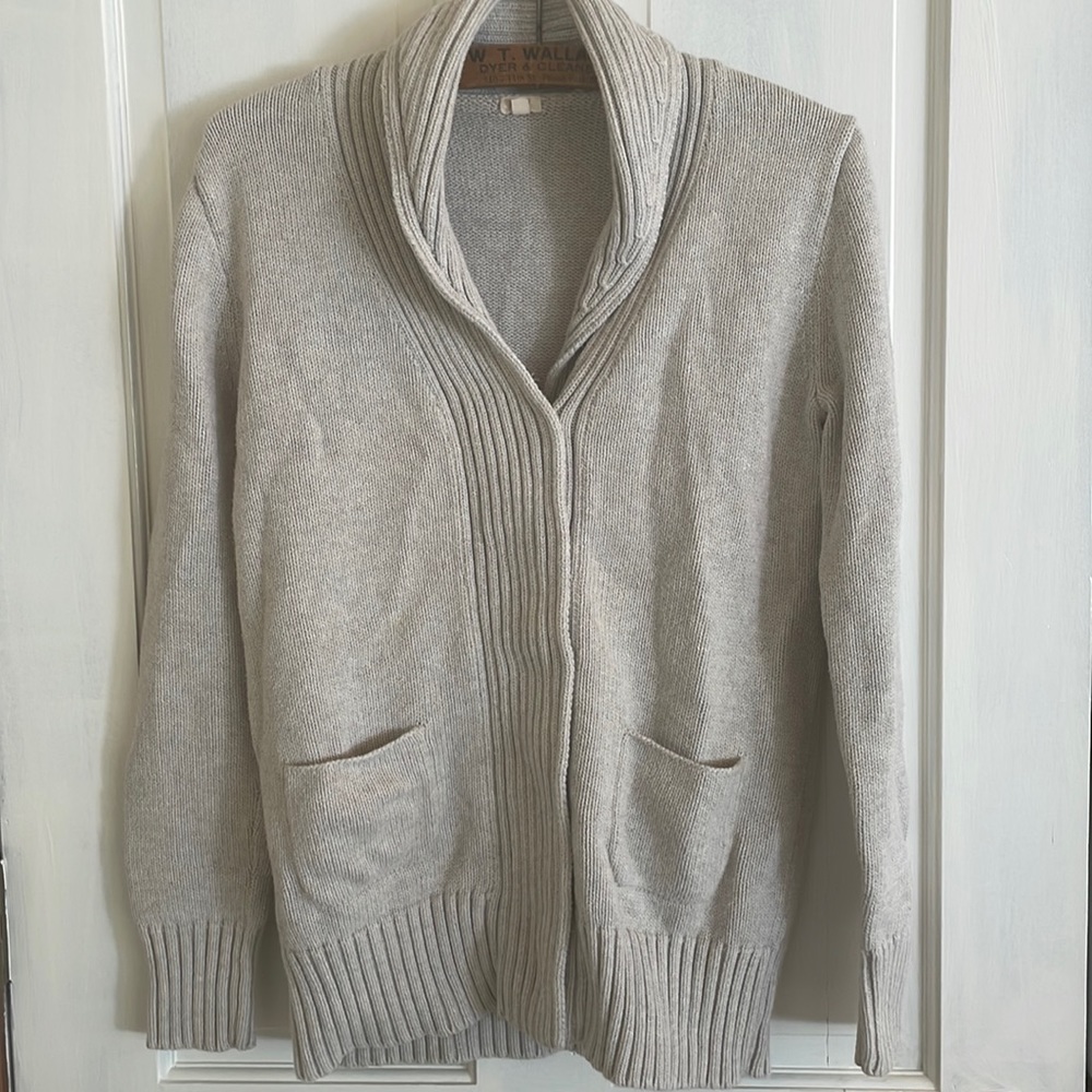J. Crew shawl collar button down cardigan grey size small